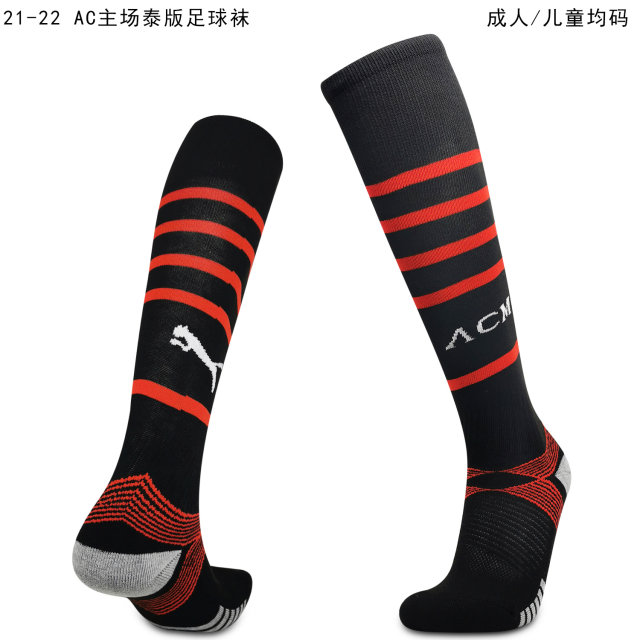 AAA Quality AC Milan 21/22 Home Black/Red Soccer Socks